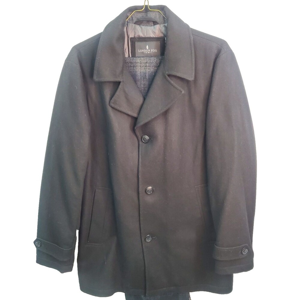 london fog pea coat black Size large with scarf